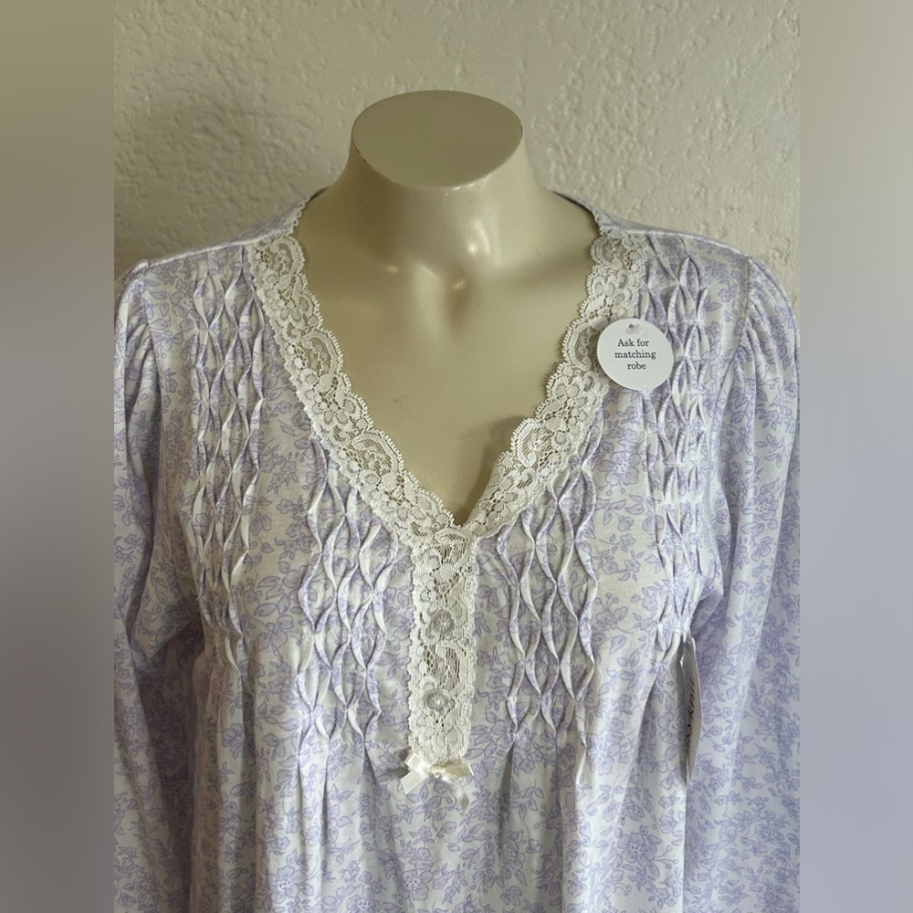 Miss Elaine Classics Nightgown Womens Small Floral Print Lace Accent Midi NWT - Picture 4 of 12